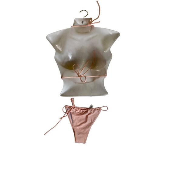 Light Pink Halter Bikini Large Sexy Swimwear Summer Beachwear‎ Y2K Pool Cute Fun - Picture 2 of 8